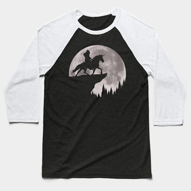 Bigfoot Riding Unicorn Baseball T-Shirt by Tesszero